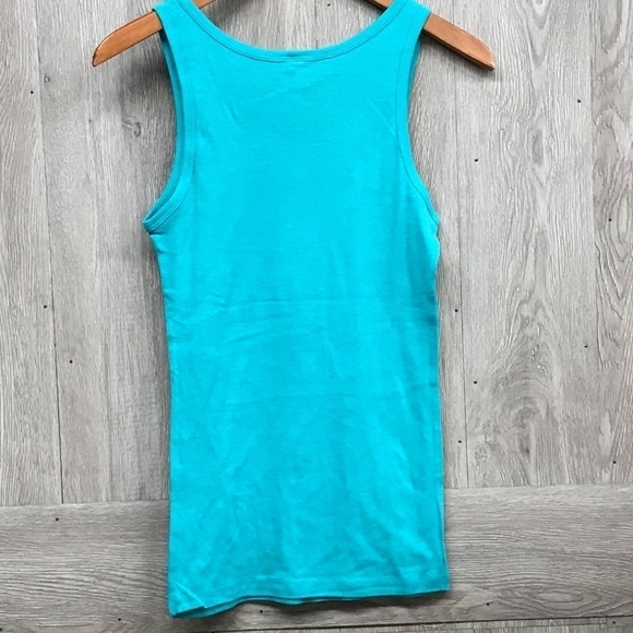 Teal Fitted Tank Top With Green Pineapple BB323 - Picture 2 of 4